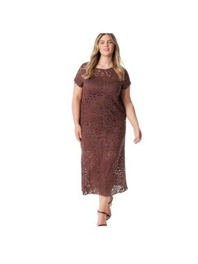 Jessica Simpson Brown Lace Maxi Dress Plus Size 3X